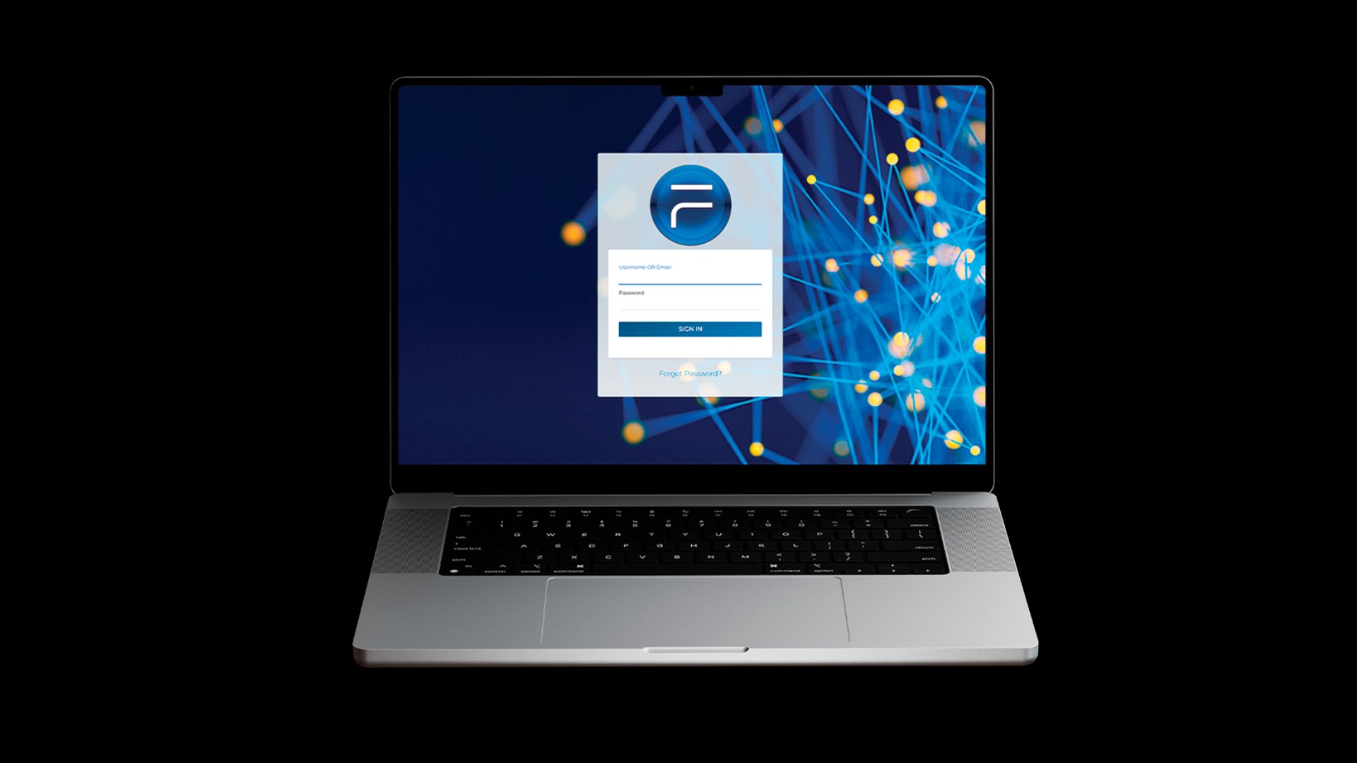 Tela de acesso ao painel do SBC Flux em um notebook