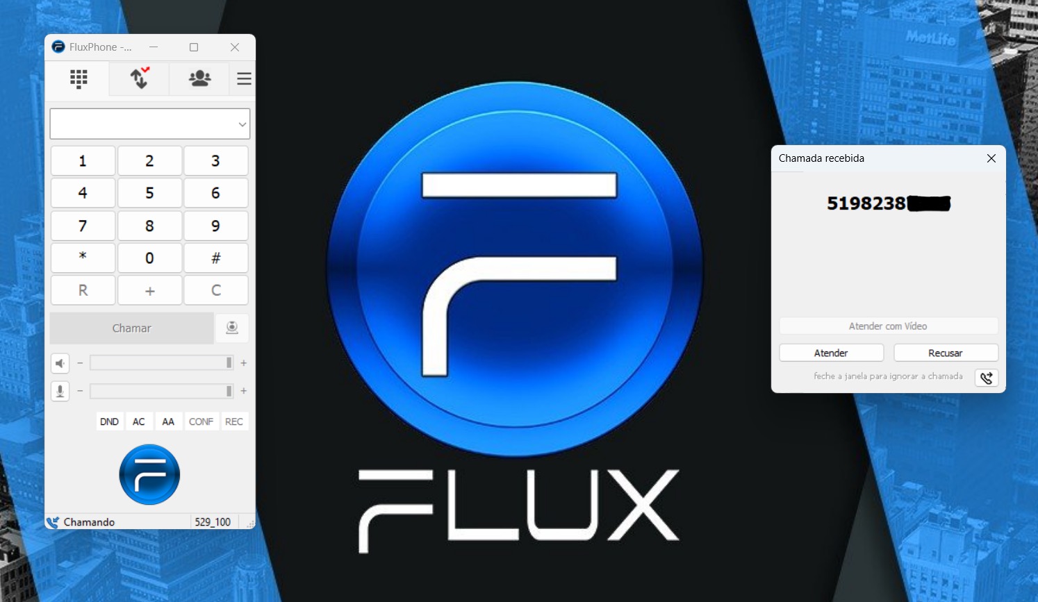 FluxPhone e chamada recebida