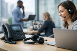 Telefonia para equipes híbridas com controle